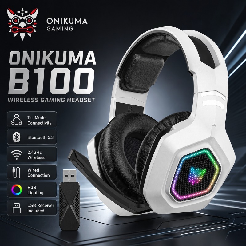 Gaming Console Apple - ONIKUMA B100 Headset Gaming Nirkabel Bluetooth