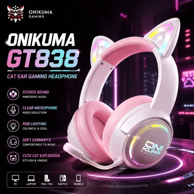 Gaming Console Apple - Headset Gaming ONIKUMA GT838 dengan Desain