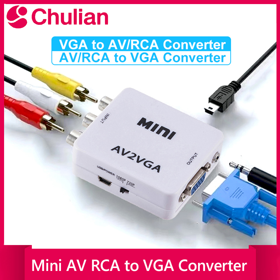 Gaming Console Or Pc - Konverter VGA ke AV 1080P Adaptor